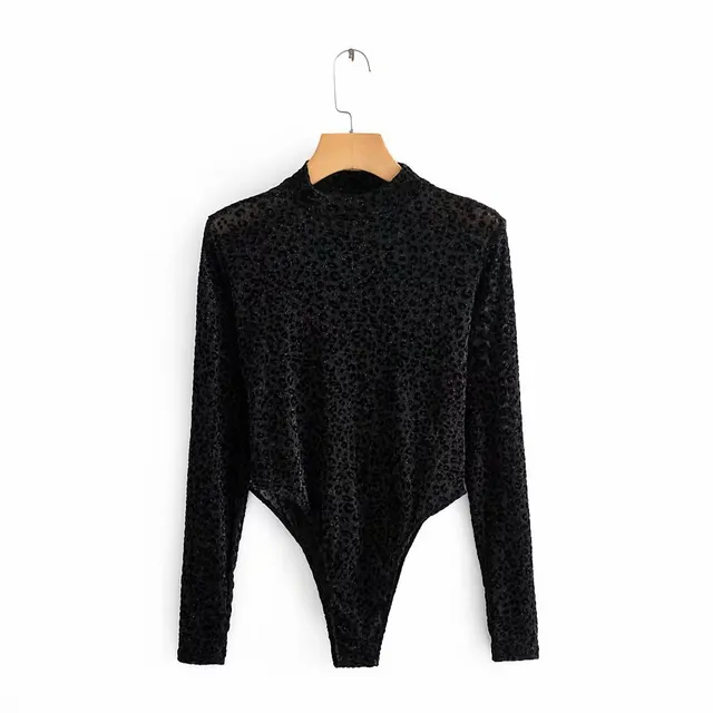 New sexy stand collar gold mesh bodysuit Leopard Black - Shop at LoveMi