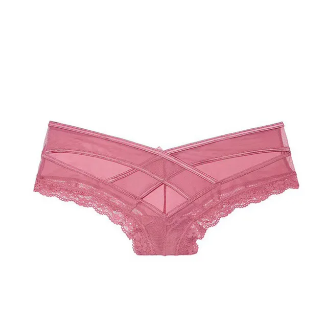 Sexy cross cut lace women's low waist pants Pink - Shop at LoveMi