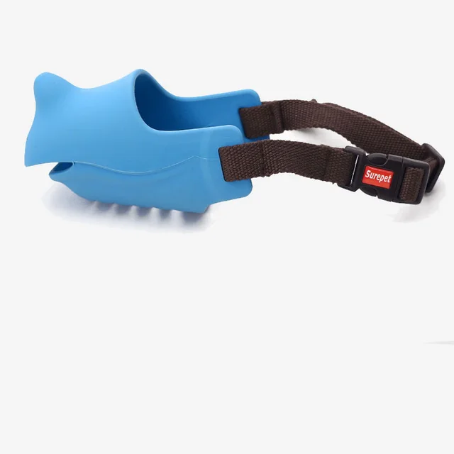 Rhino shape adjustable pure silicone dog muzzle Blue - Shop at LoveMi