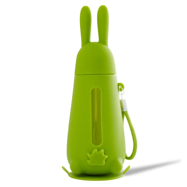 Student Lovers Glass Rabbit Tumbler Water Cup Rabbit Avocado Green - Shop at LoveMi