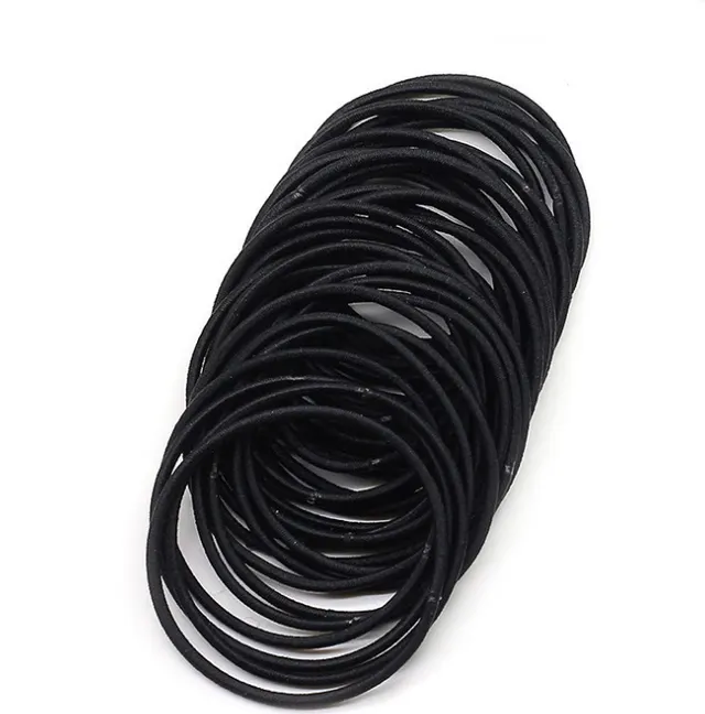 Black Elastic Hair Bands Ponytail Holder Head Rope Ties Hats Hair Styling Kids Girl Accessories Scrunchie 100Pcs - Shop at LoveMi