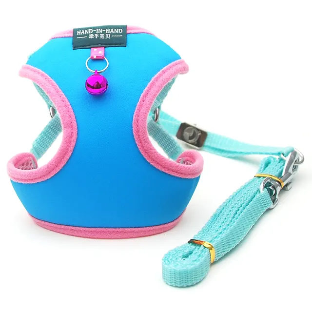 Cat And Dog Vest style Bodyguard Leather Soft Mesh Chest Back Pinkblue - Shop at LoveMi