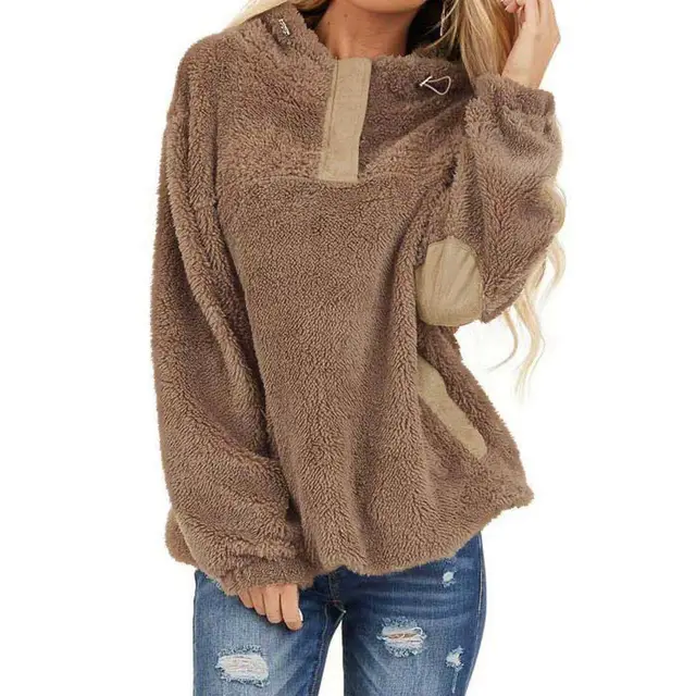 Solid color women's sweater Khaki - Shop at LoveMi