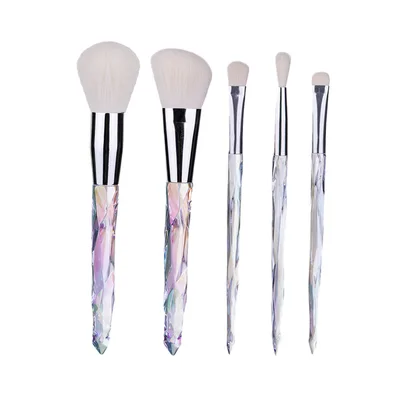 Clear crystal diamond handle makeup brush set White 5Pc - Shop at LoveMi