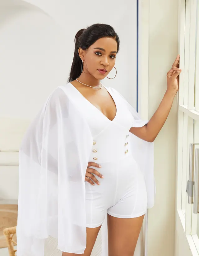 V neck jumpsuit White - Shop at LoveMi