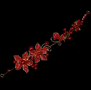 Bridal jewelry wedding Korean bride tiara soft chain wedding hair accessories wedding dress - Red