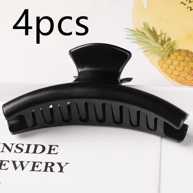 New Claw Clip For Women Tough Colorful Plastic Hair Claws Large Size Hair Clamps Hair Accessories Black4Pcs - Shop at LoveMi
