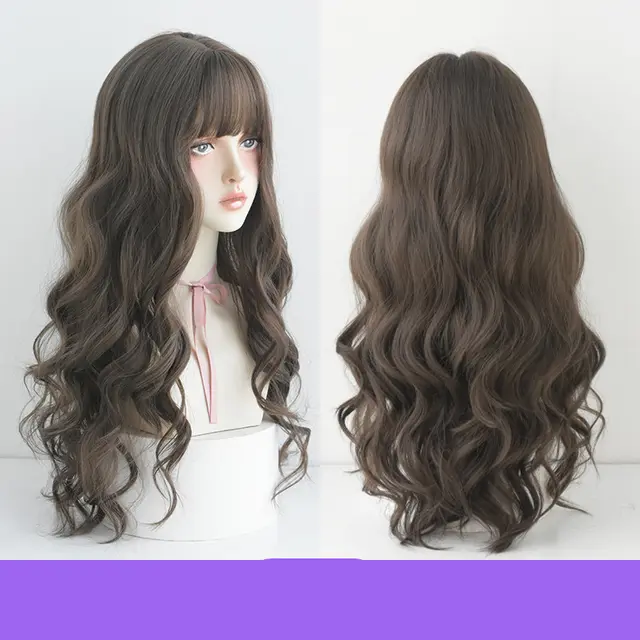 Fluffy natural big wave head set Cool Brown - Shop at LoveMi