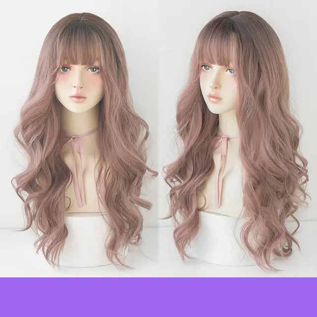 Fluffy natural big wave head set Pinkish Brown - Shop at LoveMi