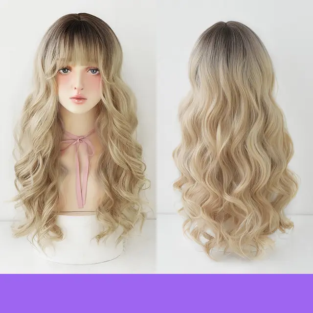 Fluffy natural big wave head set White Tan - Shop at LoveMi