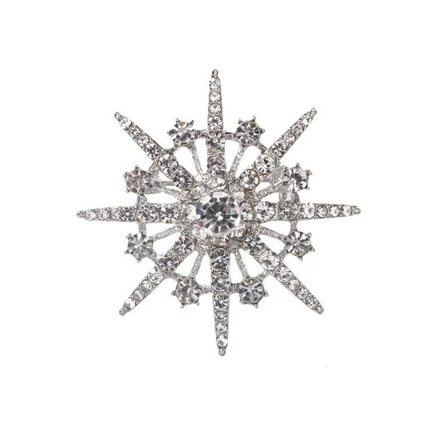 Brooch with diamond and eight pointed star brooch B Silver - Shop at LoveMi