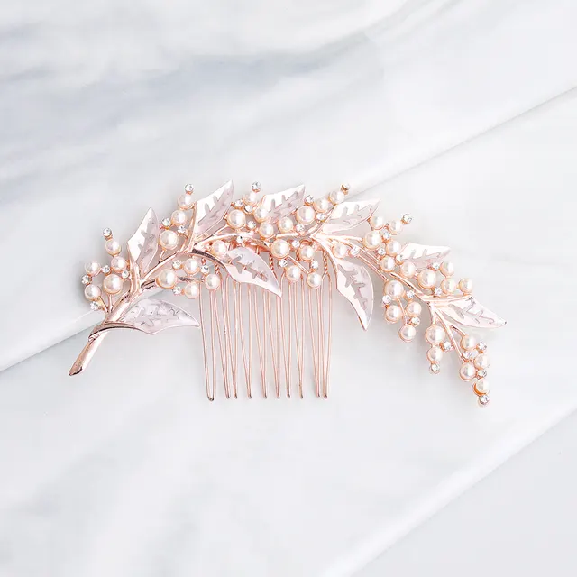 Hollow bridal hair accessory plate hair insert comb wedding Rose Gold - Shop at LoveMi