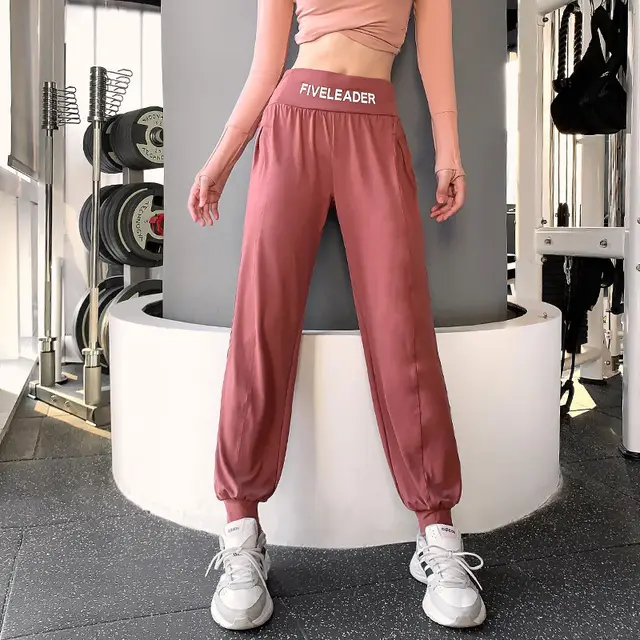 Waist seal lettering sports trousers Red - Shop at LoveMi