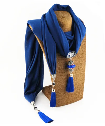 Tassel Peacock Pendant Shawl Scarf Turquoise - Shop at LoveMi