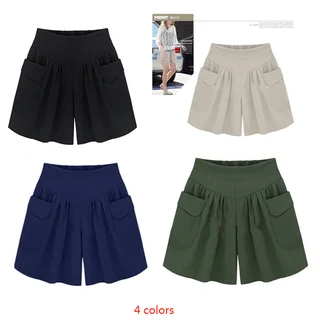 Plus fertilizer XL women's fat mm loose shorts summer casual elastic waist wide leg was thin hot pants - 4 Colors - View 1