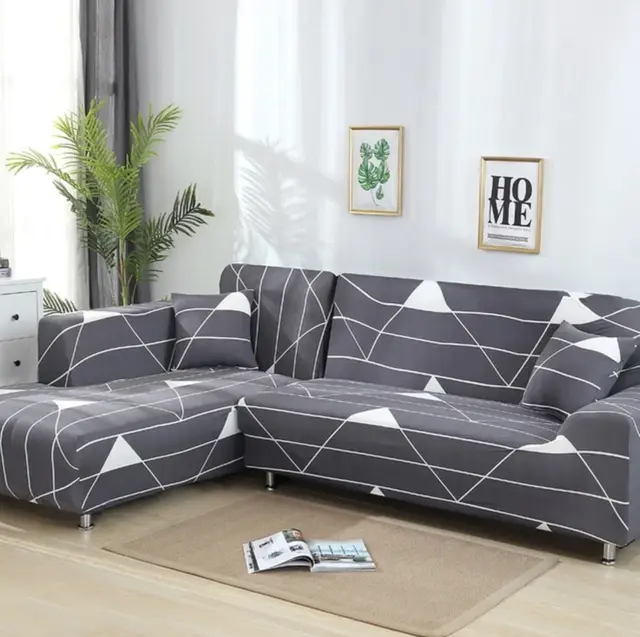 L shaped Sofa Cover Stretch Sectional Couch Cover Sofa Set 3 Seat 1Pillowcase - Shop at LoveMi