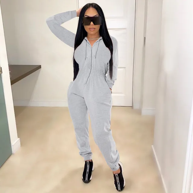 Hooded sports jumpsuit Grey - Shop at LoveMi