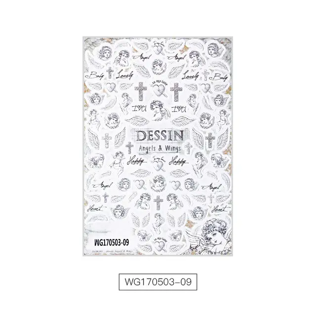 Nail Sticker Angel Wing Nail Sticker Black And White - Shop at LoveMi