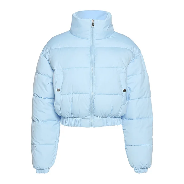 All Match Stand Up Collar Zipper Coat Women Blue - Shop at LoveMi