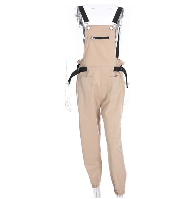 Buckle Strap Jogger Overalls Khaki - Shop at LoveMi