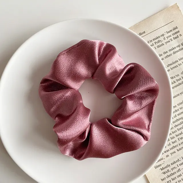 Simple satin retro large intestine loop hair rope Bean Paste - Shop at LoveMi
