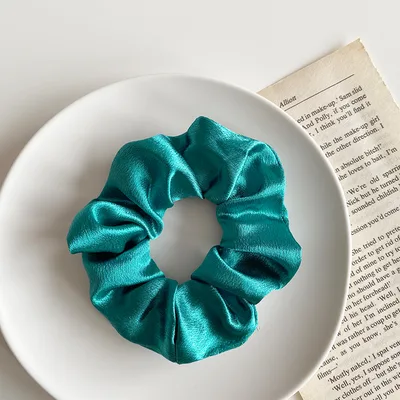 Simple satin retro large intestine loop hair rope Blue - Shop at LoveMi