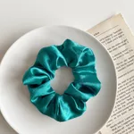 Simple satin retro large intestine loop hair rope - Blue