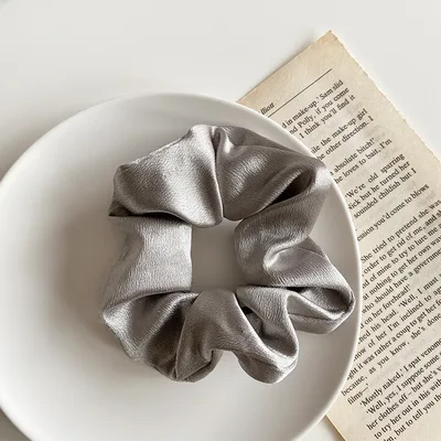 Simple satin retro large intestine loop hair rope Grey - Shop at LoveMi