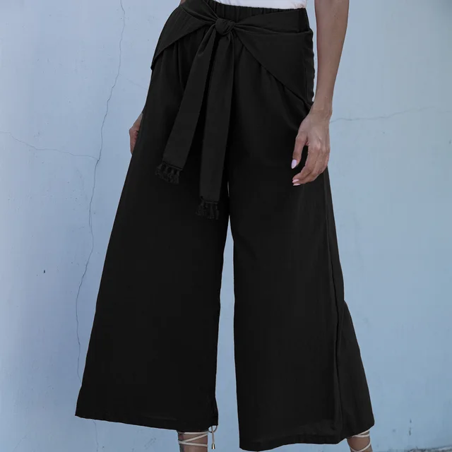 Wide leg casual loose trousers Black - Shop at LoveMi