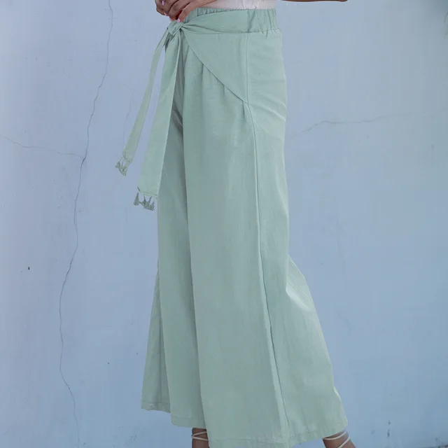 Wide leg casual loose trousers Blue - Shop at LoveMi