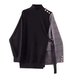 Irregular Black Jacket With Long Sleeve Pullover - Black