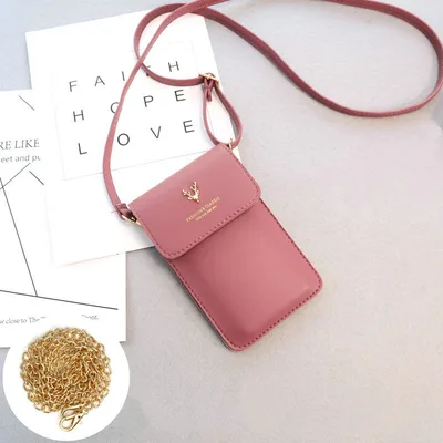 Ladies Large Screen Touch Screen Mobile Phone Bag Pink - Shop at LoveMi