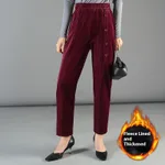 Corduroy Harem Pants Plus Size Mother Pants Button Casual Pants - Red