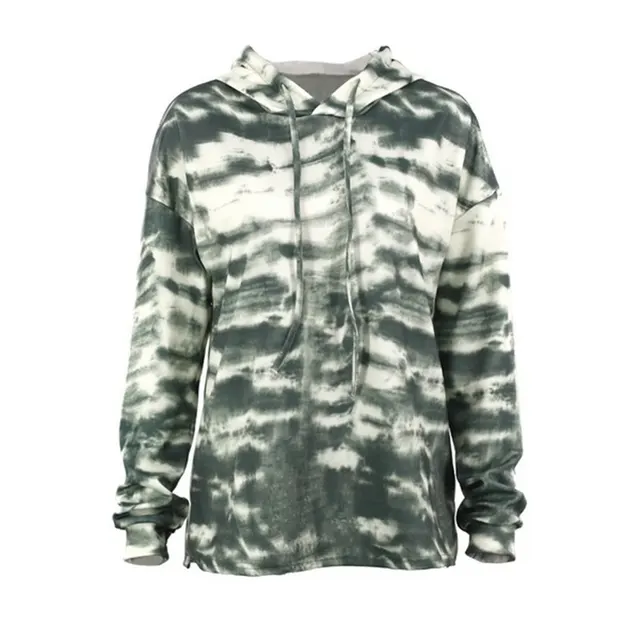 Loose tie dye hooded long sleeved sweater Green - Shop at LoveMi