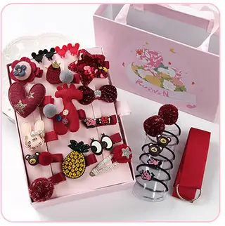 Children hair clip set - Red Bird
