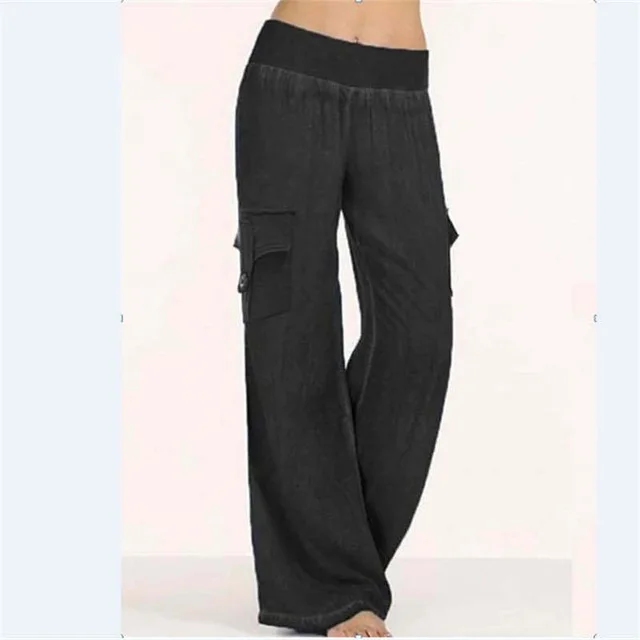 Oversized women's casual jeans wide leg pants Black A - Shop at LoveMi