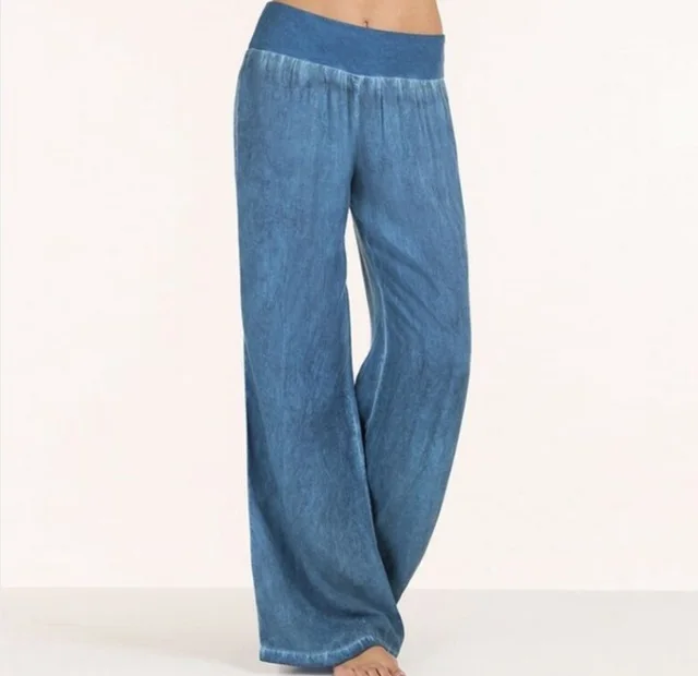 Oversized women's casual jeans wide leg pants Blue - Shop at LoveMi