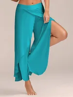 Wide Leg Split Harem Pants - Turquois-Xxl
