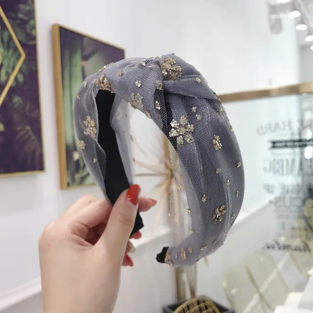Korean hair accessories fairy mesh headband Grey - Shop at LoveMi