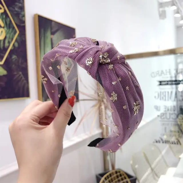 Korean hair accessories fairy mesh headband Purple - Shop at LoveMi