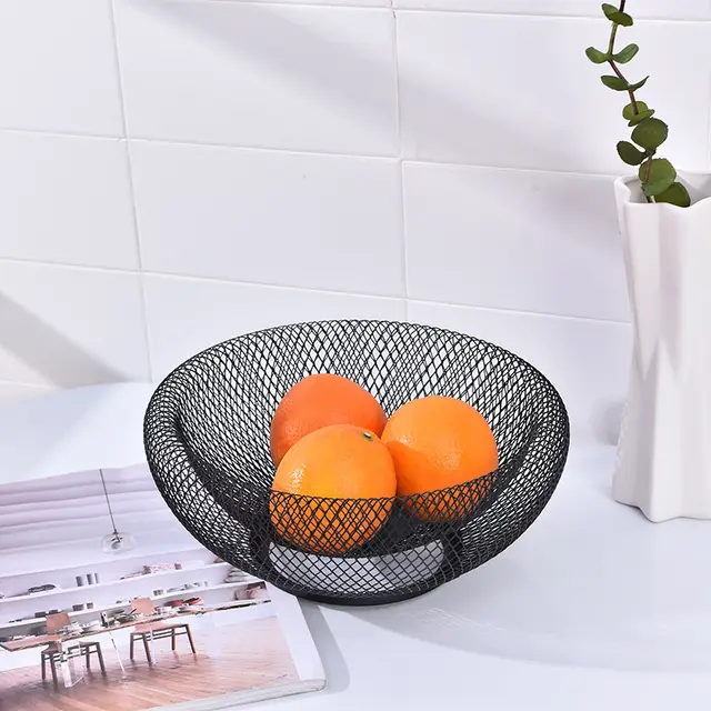 Iron Fruit Basket Simple Hollow Fruit Creative Basket Black - Shop at LoveMi