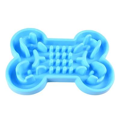 Pet Dog Slow Food Feeder Anti Choke Travel Bowl Blue - Shop at LoveMi