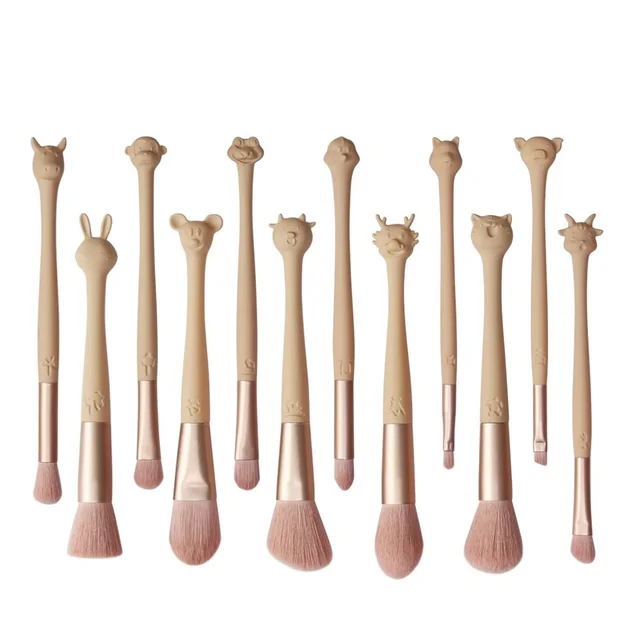 Zodiac Makeup Brush With Storage Bag Pink 12Pcs - Shop at LoveMi