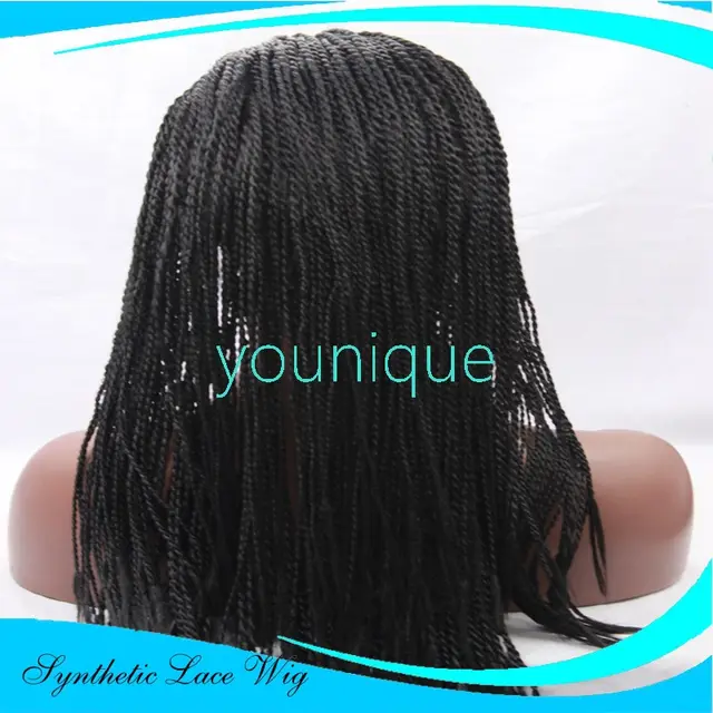 2 strand braids front lace wig Black - Shop at LoveMi