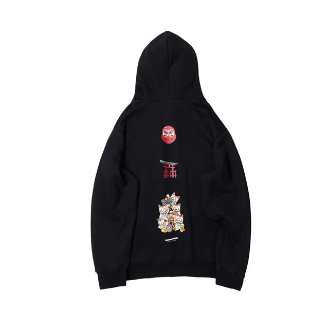 Long sleeved loose casual loose hooded sweater Black - Shop at LoveMi