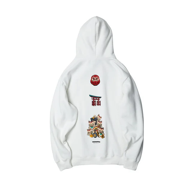 Long sleeved loose casual loose hooded sweater White - Shop at LoveMi