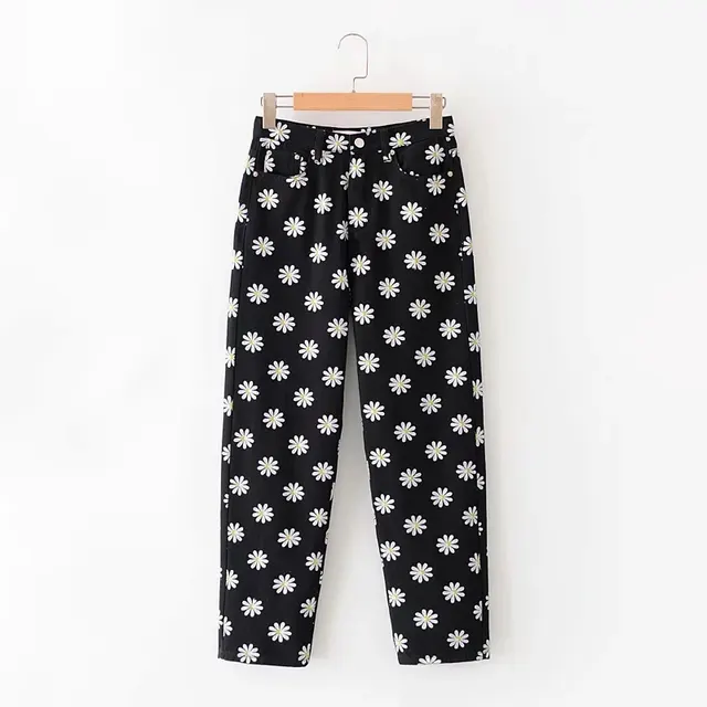 Casual Daisy print jeans Black - Shop at LoveMi