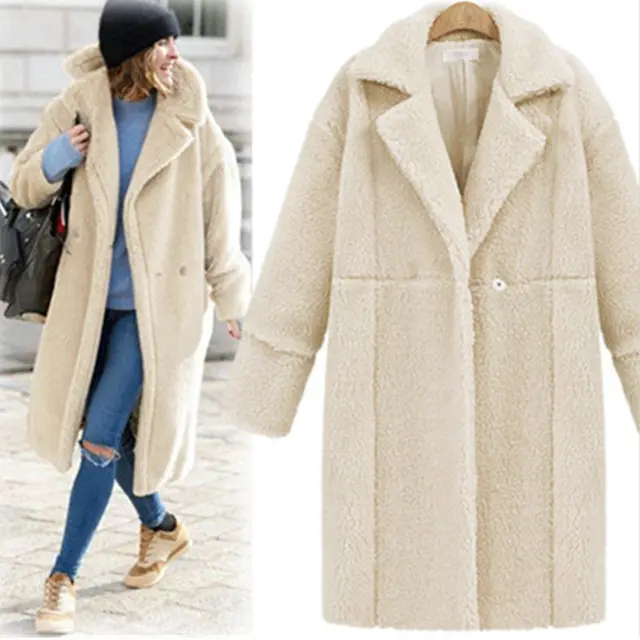 Women's Solid Color Mid Length Woolen Coat Coat White - Shop at LoveMi