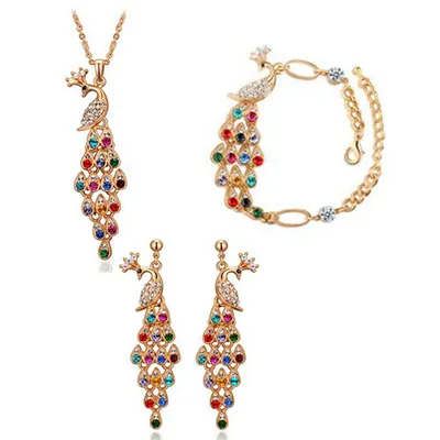 Creative Crystal Peacock Bridal Jewelry Set Default - Shop at LoveMi