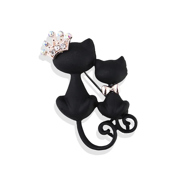 Crown size black cat brooch Black - Shop at LoveMi